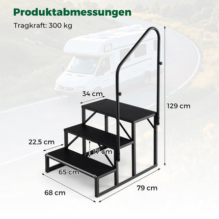 RV Step with Handrail – Heavy-Duty, Non-Slip, 65 cm Wide