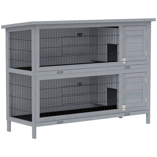 Rabbit Hutch, 2-Story Wood with Asphalt Roof, 136x50x93 cm