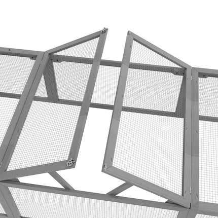 Clapier à lapins Clapier à lapins en bois de sapin Cage à lapins résistante à l'hiver avec toit à charnières 180 x 90 x 48 cm Cage à lapins Clapier extérieur pour petits animaux pour petits animaux Lapins Cochons d'Inde Gris Aosom