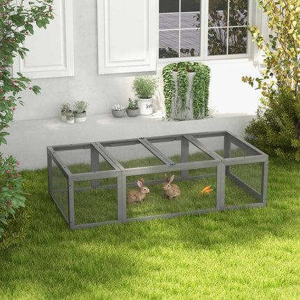 Clapier à lapins Clapier à lapins en bois de sapin Cage à lapins résistante à l'hiver avec toit à charnières 180 x 90 x 48 cm Cage à lapins Clapier extérieur pour petits animaux pour petits animaux Lapins Cochons d'Inde Gris Aosom