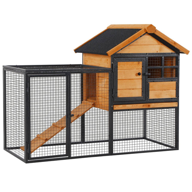 Outdoor raised rabbit cage, lockable door, wood-metal, 122 cm