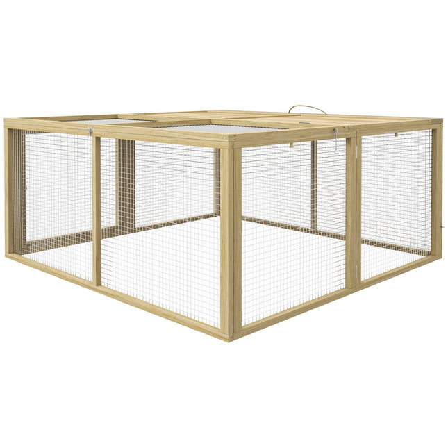 Hasenstall aus Holz mit offenem Dach, 120x120x57 cm