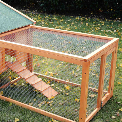 Clapier XXL avec enclos extérieur, cage spacieuse pour lapins, bois de sapin et fil métallique, 100 x 68 x 59 cm