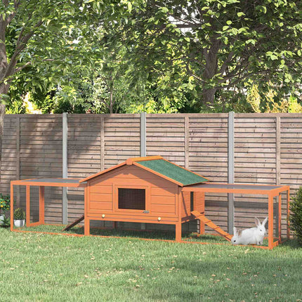Clapier XXL avec enclos extérieur, cage spacieuse pour lapins, bois de sapin et fil métallique, 100 x 68 x 59 cm