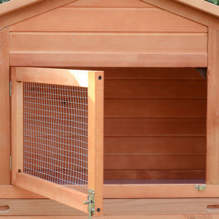 Clapier XXL avec enclos extérieur, cage spacieuse pour lapins, bois de sapin et fil métallique, 100 x 68 x 59 cm