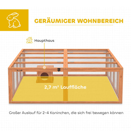 Hasenstall mit großem Freigehege, Modulbauweise, Holz