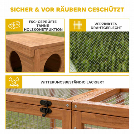Hasenstall mit großem Freigehege, Modulbauweise, Holz