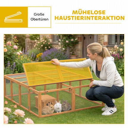 Hasenstall mit großem Freigehege, Modulbauweise, Holz