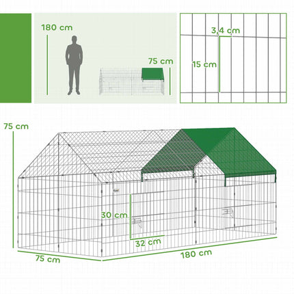 Rabbit Hutch with Lockable Doors, 180x75x75 cm, Green