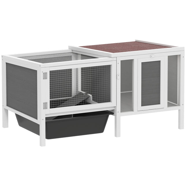 Rabbit Hutch with Run, Ramp, 3 Doors, Pull-Out Tray, 105x57.5x51.5 cm