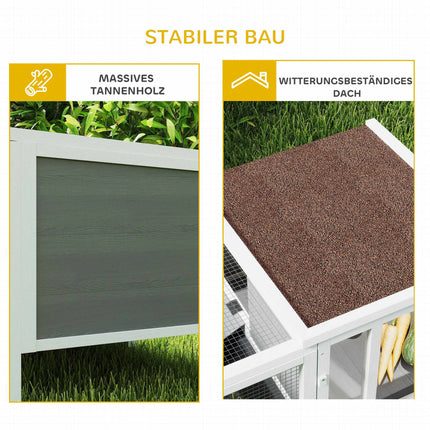 Hasenstall mit Auslauf, Rampe, 3 Türen, ausziehbarer Schublade, 105x57,5x51,5 cm
