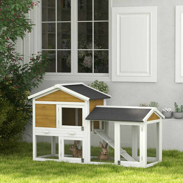 Rabbit Hutch with Weatherproof Roof, 147x54x84 cm