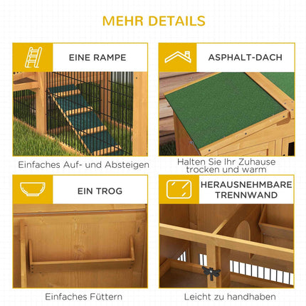 Outdoor 2-level spruce rabbit hutch with ramp