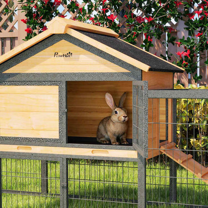 Rabbit cage in two levels, winterproof with cover