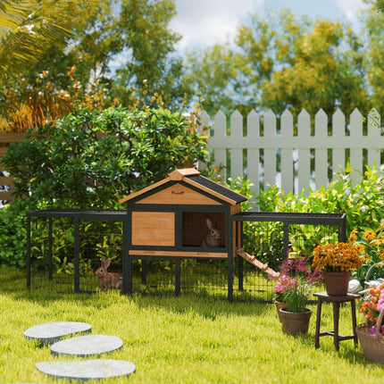 Rabbit cage in two levels, winterproof with cover