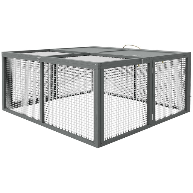 Dwarf rabbit cage in wood with cover, folding roof