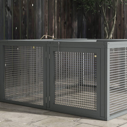 Clapier pour lapins nains en bois, clapier pliable pour petits animaux avec enclos en plein air, clapier pour lapins nains avec poignée de toit rabattable pour cochons d'Inde, naturel, 110 x 105 x 50 cm