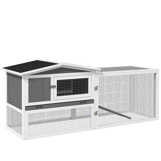 Rabbit hutch with enclosure and viewing window, 2 floors, wood