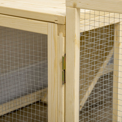 Clapier en bois pour petits animaux, enclos d'extérieur, baignoire extensible, rampe, cochon d'Inde, naturel, 151,5 x 106 x 97 cm