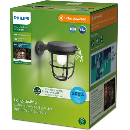 Radii nástěnná lampa solární ultra účinná LED 250lm černá
