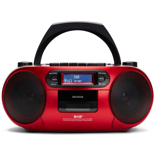 Radio mit CD-Player, Kassettenrekorder und Bluetooth Rot