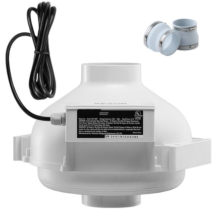 Radon Mitigation Fan 4–4.5 in, 190 CFM, 2 Couplers