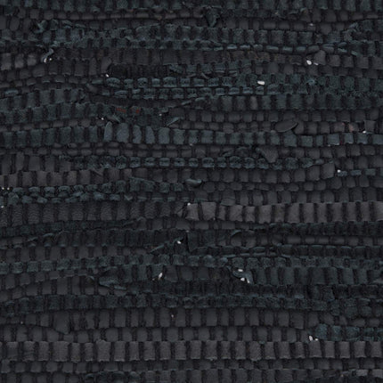 Rag rug in leather and cotton