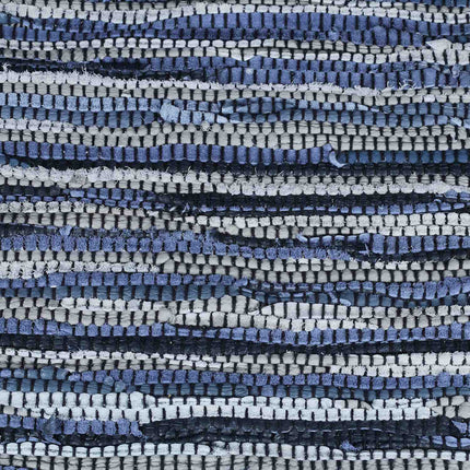 Rag rug leather & cotton striped