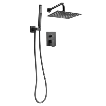 Rain Shower System, 10-Inch Square Head, Handheld, Matte Black