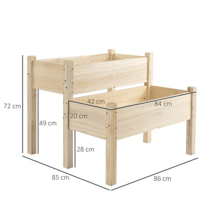 Erhöhtes Hochbeet aus Holz mit Frühbeetaufsatz – 2 Ebenen und Drainage