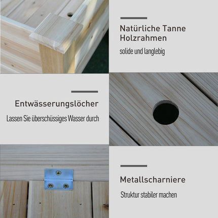2-stöckiges Hochbeet aus Holz mit Drainage, 115x114x76 cm