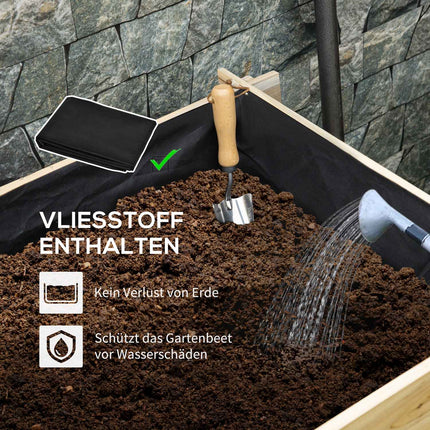 Hölzernes Hochbeet mit 3 Etagen und Vlies für Balkongarten