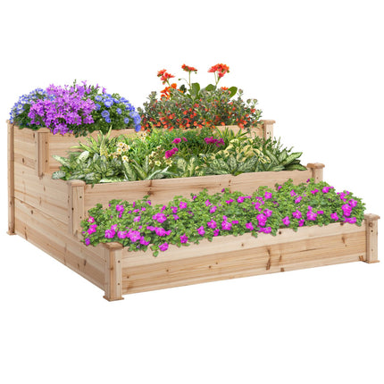 Gartenbeet in 3 Etagen aus Tannenholz für Balkon, 124 cm