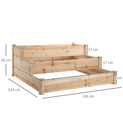 Gartenbeet in 3 Etagen aus Tannenholz für Balkon, 124 cm