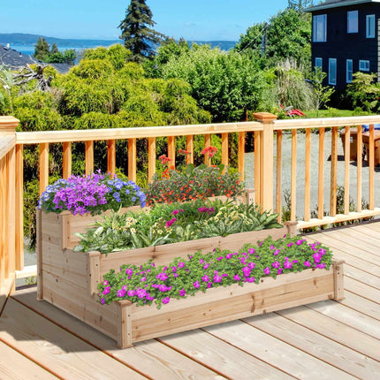 Gartenbeet in 3 Etagen aus Tannenholz für Balkon, 124 cm
