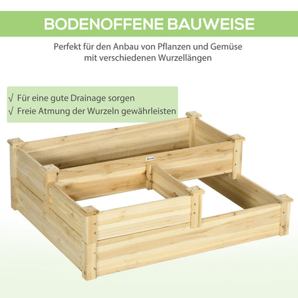 3-tier raised bed plant ladder, fir wood, natural finish