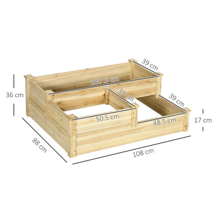 3-tier raised bed plant ladder, fir wood, natural finish