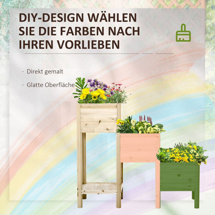 3-stöckiges Hochbeet aus Holz für Garten und Balkon, 125x45x108cm