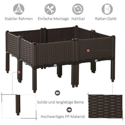 Erhöhtes Sofa-Hundebett, Rattan-Optik, Drainage, 40x40x44cm