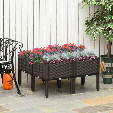 Erhöhtes Sofa-Hundebett, Rattan-Optik, Drainage, 40x40x44cm