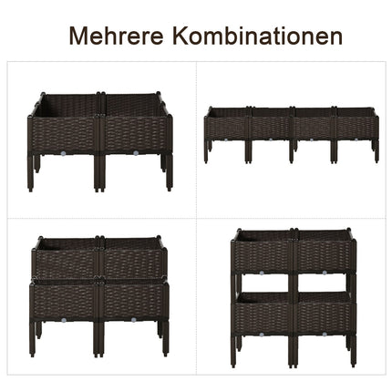 Erhöhtes Sofa-Hundebett, Rattan-Optik, Drainage, 40x40x44cm