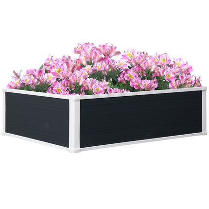 Flower box with raised bed with drainage - grey, plastic, 100x80x30 cm