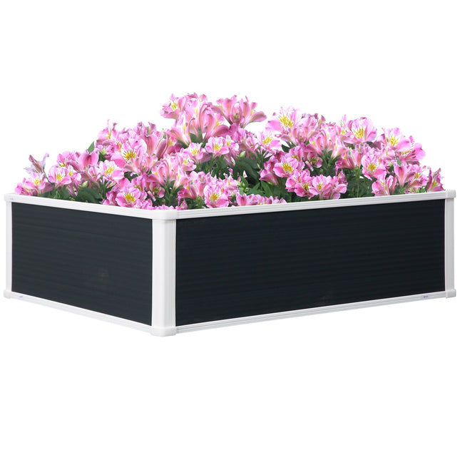 Blumenkasten mit Hochbeet mit Drainage – grau, Kunststoff, 100x80x30 cm