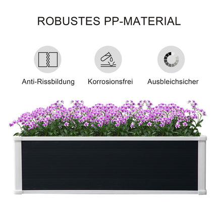 Flower box with raised bed with drainage - grey, plastic, 100x80x30 cm