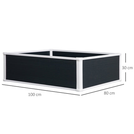 Flower box with raised bed with drainage - grey, plastic, 100x80x30 cm