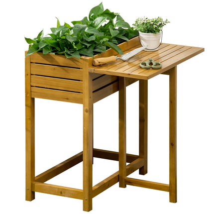 Hochbeet mit Tisch, Holz, 64x80x30 cm
