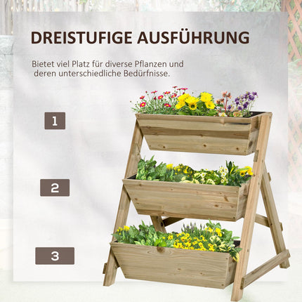 Blumenreihe in Holz – 3-stöckiger Pflanzenständer