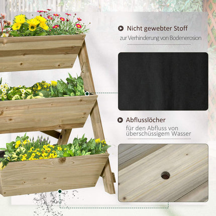 Blumenreihe in Holz – 3-stöckiger Pflanzenständer