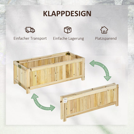 Klappbares Hochbeet aus Fichtenholz, 70x30x25cm