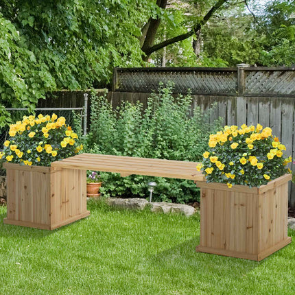 Gartenbank mit doppelter Bepflanzung, naturfarben